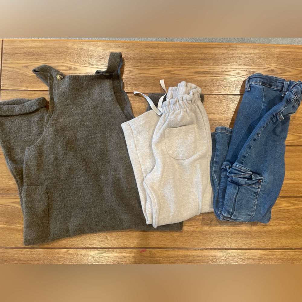 Like new girls ZARA lot bundle jeans pants overall jumper 4 5